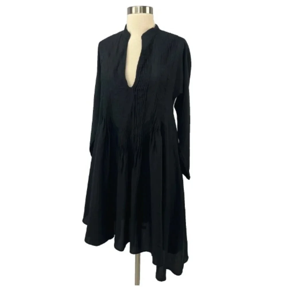 Aoyama Itchome Anthropologie Black Tuxedo Dress Asymmetrical 100% Viscose - Picture 1 of 11